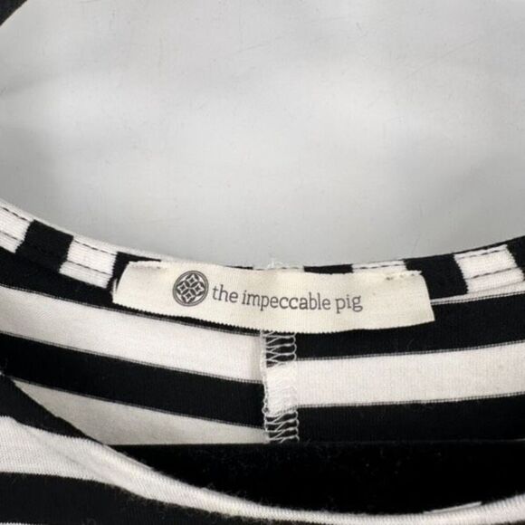The Impeccable Pig Womens Striped Summer Mini Dress Black White Size Large - Picture 3 of 7